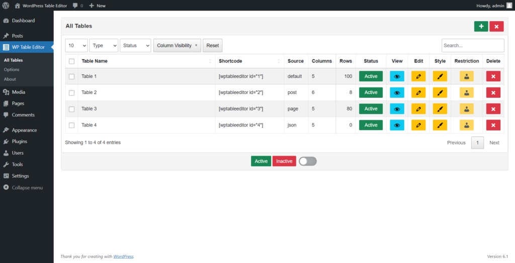 WordPress Table Editor – DataTables for WordPress